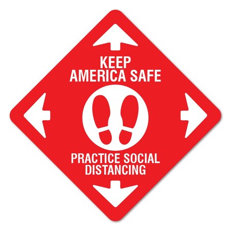 Signmission Keep America Safe Non-Slip Floor Graphic, 16in Vinyl, 6PK, 16 in L, 16 in H, FD-2-X-16-6PK-9986 FD-2-X-16-6PK-9986